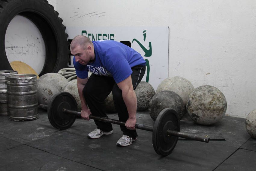 Axle Deadlift exercise demonstration, targeting the back