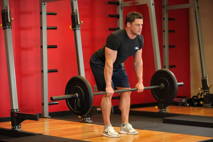 Barbell Row exercise demonstration, targeting the back