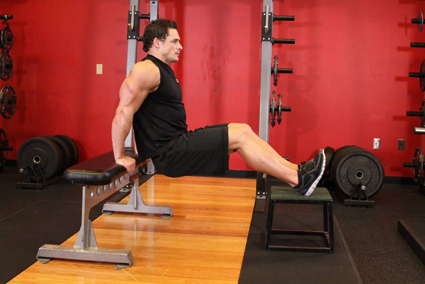 Bench Dip exercise demonstration, targeting the triceps
