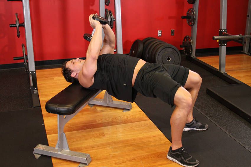 Dumbbell Pullover exercise demonstration, targeting the back