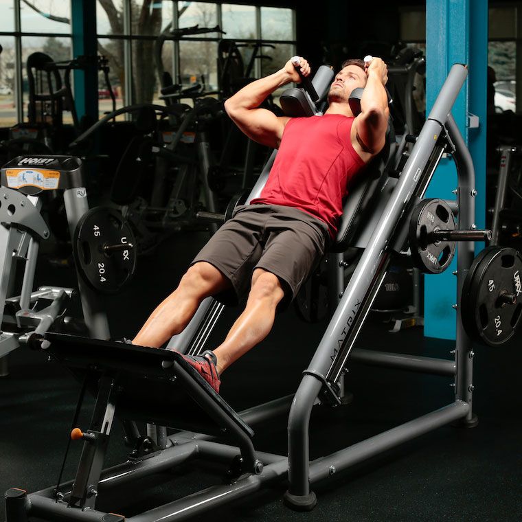 Hack Squat exercise demonstration, targeting the quads