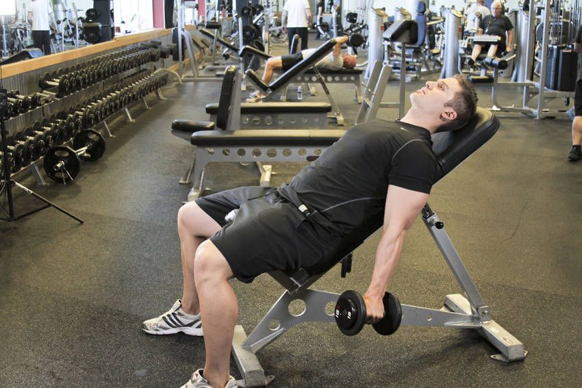 Incline Hammer Curl exercise demonstration, targeting the biceps