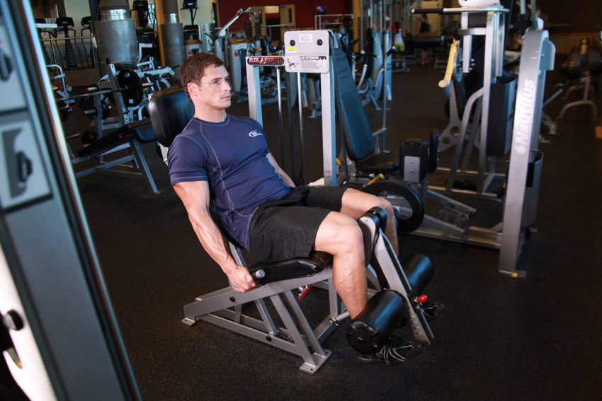 Leg Extension exercise demonstration, targeting the quads