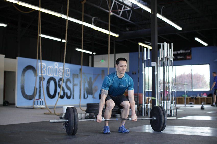 Power Clean exercise demonstration, targeting the quads