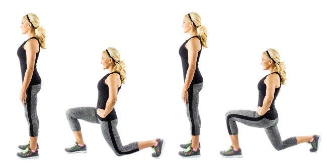 Reverse Lunge exercise demonstration, targeting the quads