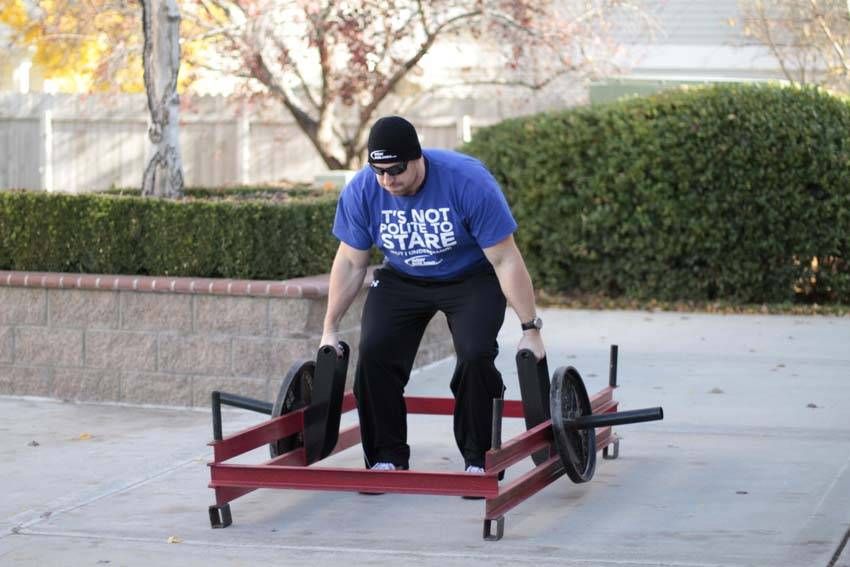Rickshaw Carry exercise demonstration, targeting the forearms