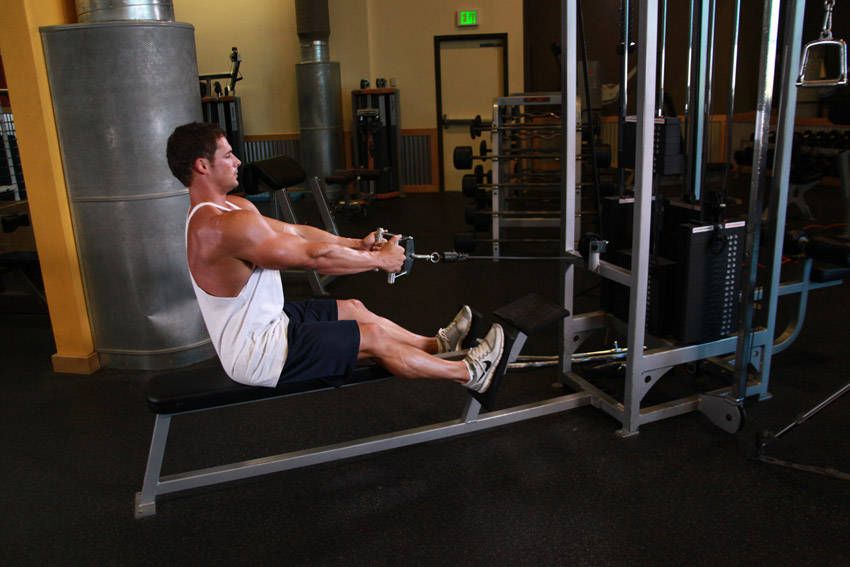 Seated Cable Row exercise demonstration, targeting the back