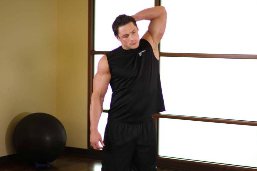 Standing Side-Bend Stretch exercise demonstration, targeting the obliques